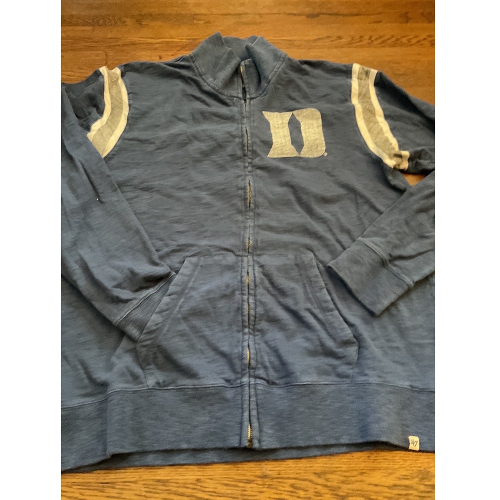 47 Brand Duke Blue Devils Mens XXL Full Zip Track Jacket Blue Slub Knit Logo